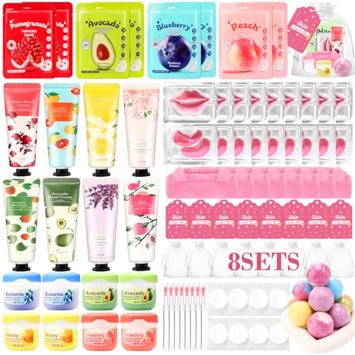 Ponhey 88 PCS Spa Party Supplies, Spa Party Favors Include Face Masks Skincare, Hand Cream, Lip Balm, Under Eye Patches,