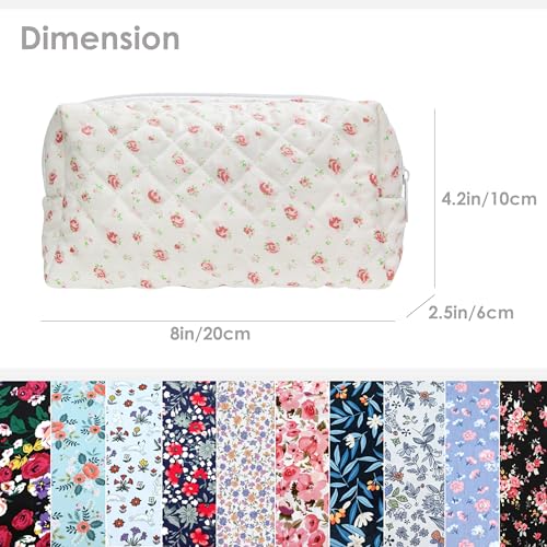 PAZIMIIK Small Quilted Makeup Bag,Zipper Cosmetic Pouch,Gauze - Product Imagery