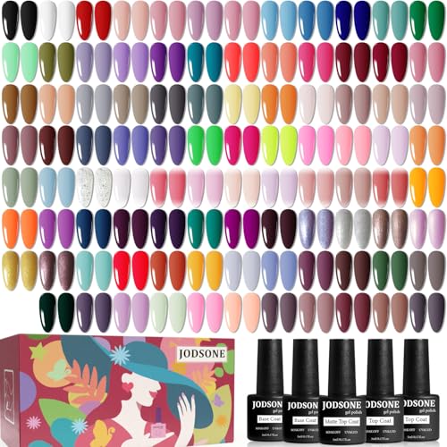 JODSONE 100 PCS (5 ml each) Gel Nail Polish Kit No Wipe Soak off Base Coat and Matte Glossy Top Coat Gel Polish Collecti