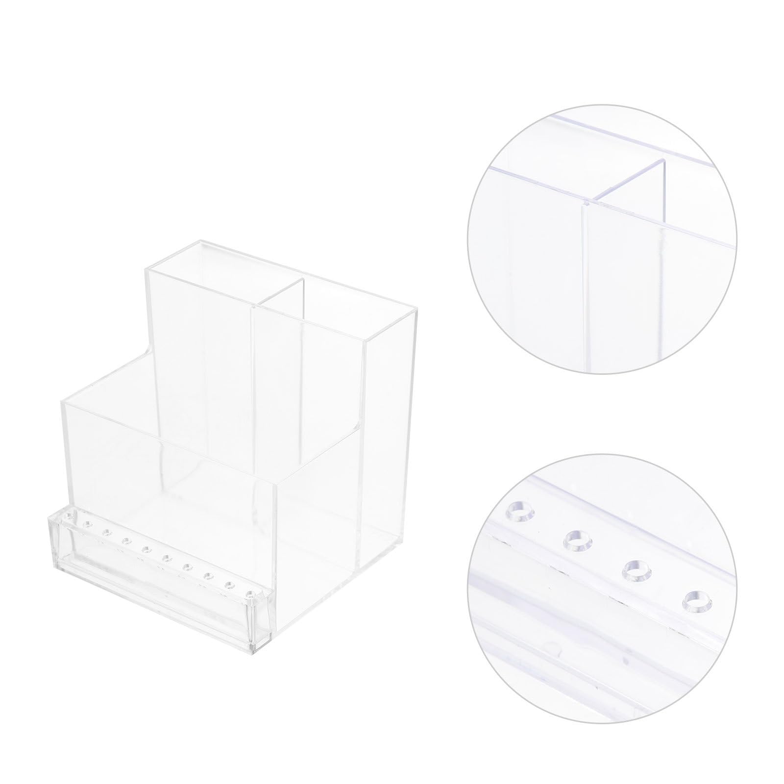 HEATSHAKING Nail Tool Storage Box with Compartment Holder and Acrylic Manicure Organizer, Multi-function Desktop Case for Personal Nail Care and Makeup Accessories