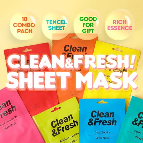 EUNYUL Clean & Fresh Sheet Mask Set, Pack of 10, 0.74 fl oz - Product Imagery
