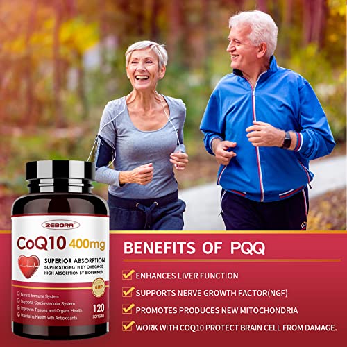 ZEBORA CoQ10 400mg Softgels, 120 Servings - Product Imagery