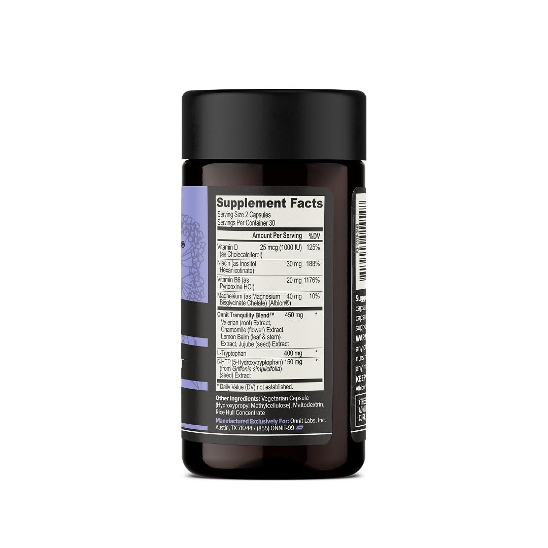 ONNIT New Mood Stress & Sleep Support Supplement with 5-HTP, 60 Count