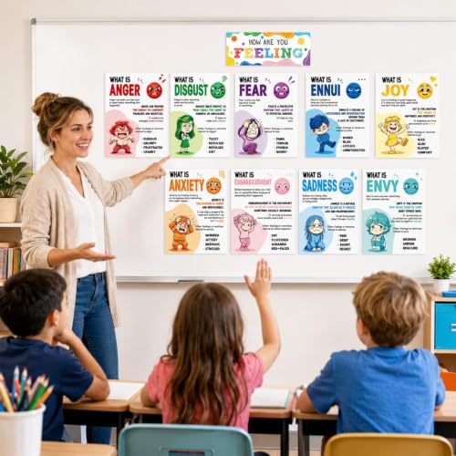 10PCS How Are You Feeling Posters for Classroom Mental Health - Product Imagery