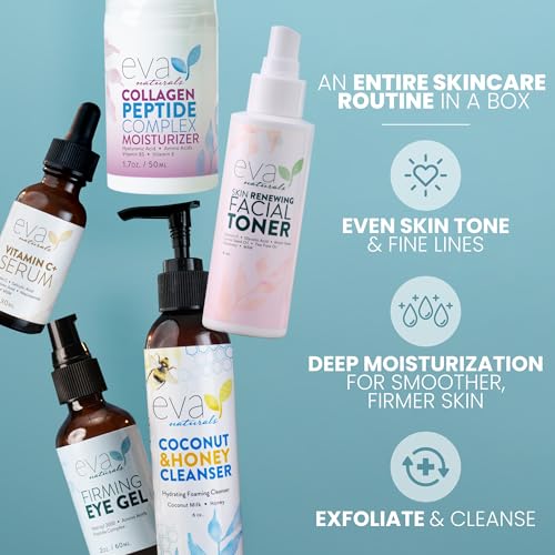 Eva Naturals 5-in-1 Rejuvenating Skincare Set, Cleanser, Toner & - Product Imagery