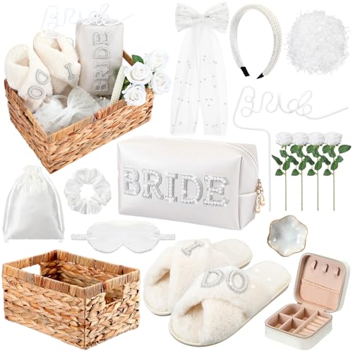 Kacctyen 16 Pcs Bride Gift Basket Wicker Basket Slippers - Kacctyen Official Imagery - 1