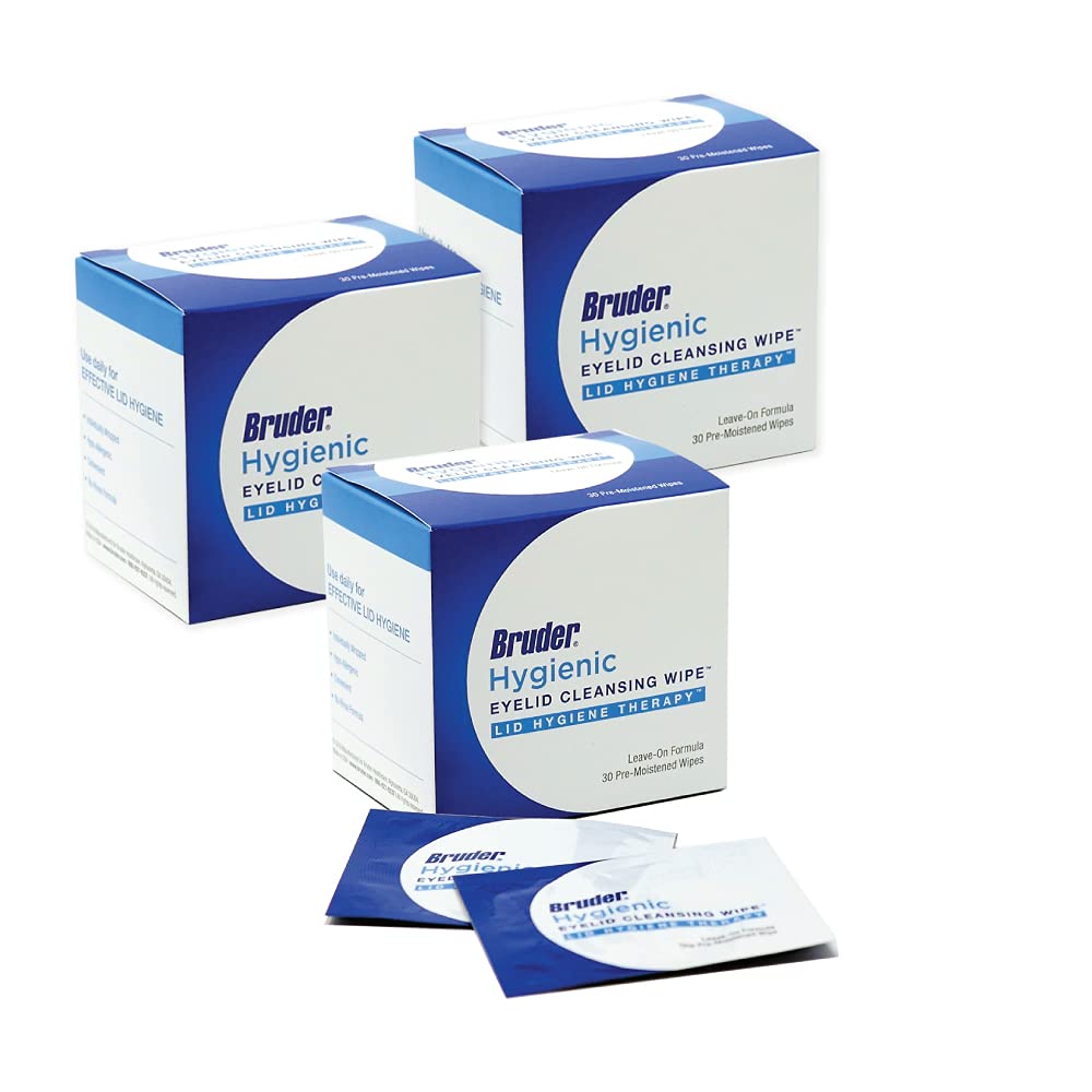 Bruder Eyelid Cleansing Wipes, 30 Count (Pack of 3), Hygienic Eye Care for Removing Excess Oil and Debris from Eyelids a