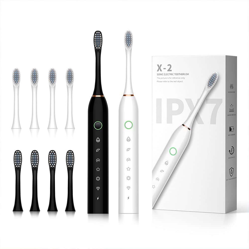 SUNPRO 2 Pack Sonic Electric Toothbrush Rechargeable Brush 6 - SUNPRO Official Imagery - 1