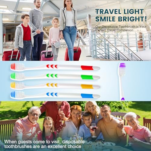 50 PCS Premium Individually Wrapped Bulk Toothbrush, Disposable - Product Imagery