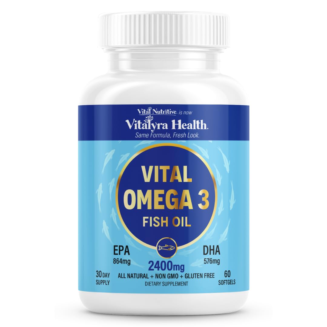 VITAL NUTRITIVE Omega 3 Fish Oil 2400mg - 864mg EPA 576mg DHA - Product Imagery