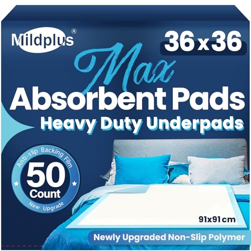 MILDPLUS Heavy Duty Underpad 36''x36'' 50 Count (Blue) - Product Imagery