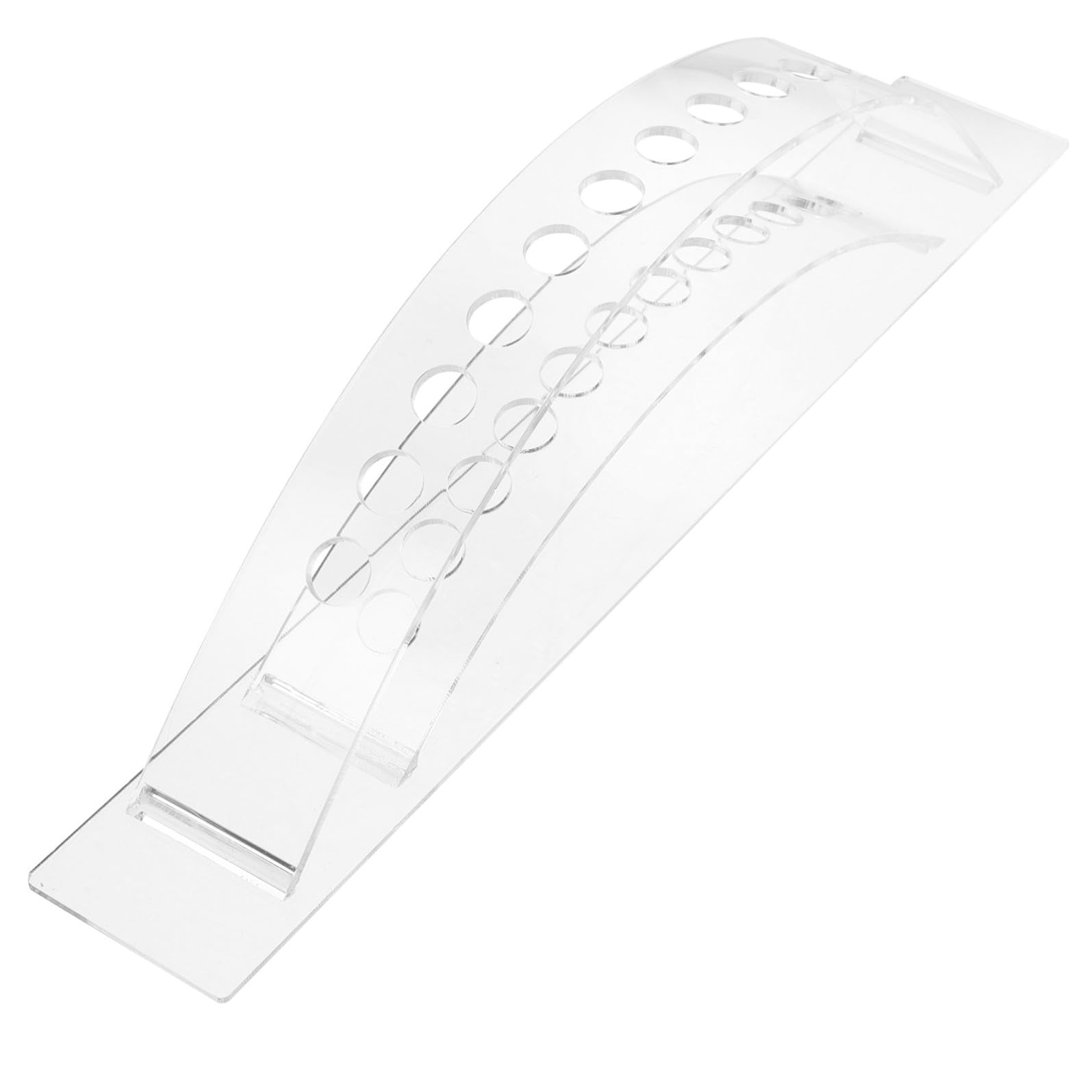 SHINEOFI acrylic hair stick organizer with 12 arched holes for hairpins, display stand, storage box, ideal for home and travel.
