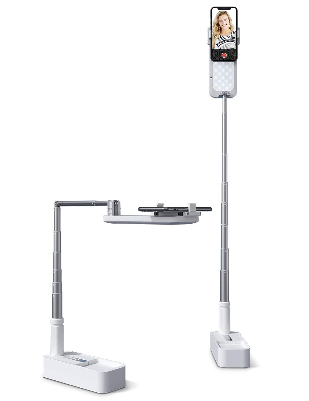 Viozon Extendable Selfie Stand 360° Rotation with Phone Holder, Rechargeable Wireless Foldable 7 Brightness LED Light fo