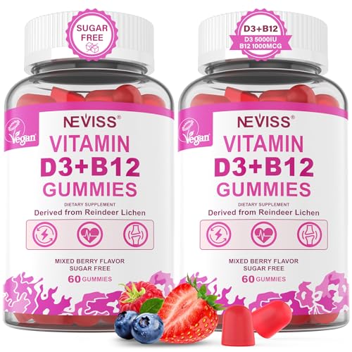 NEVISS Vegan Vitamin D3 5000IU + Vitamin B12 Gummies for Women - Product Imagery