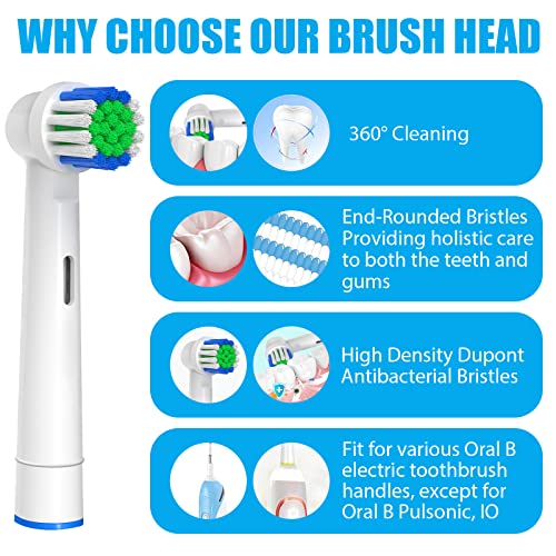 Replacement Toothbrush Heads Compatible with Oral-B Braun, 4 Pcs - Product Imagery