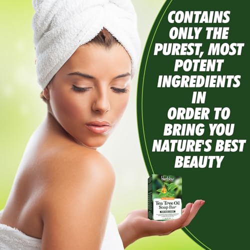 Herblov Tea Tree Oil Soap Bar for Face & Body, 4oz –All Natural - Product Imagery
