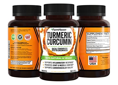 FarmHaven Turmeric Curcumin with BioPerine Black Pepper & 95% - Product Imagery