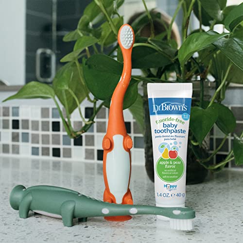 Dr. Brown's Toddler Toothbrush, Green and Orange Dinos, Ages - Product Imagery