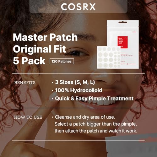 COSRX Acne Pimple Patches Absorbing Hydrocolloid Spot, 3 Size - Product Imagery