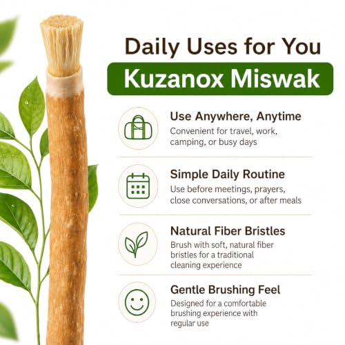 Miswak Sticks for Teeth Pack of 12 with Holder - 100% Natural - Product Imagery