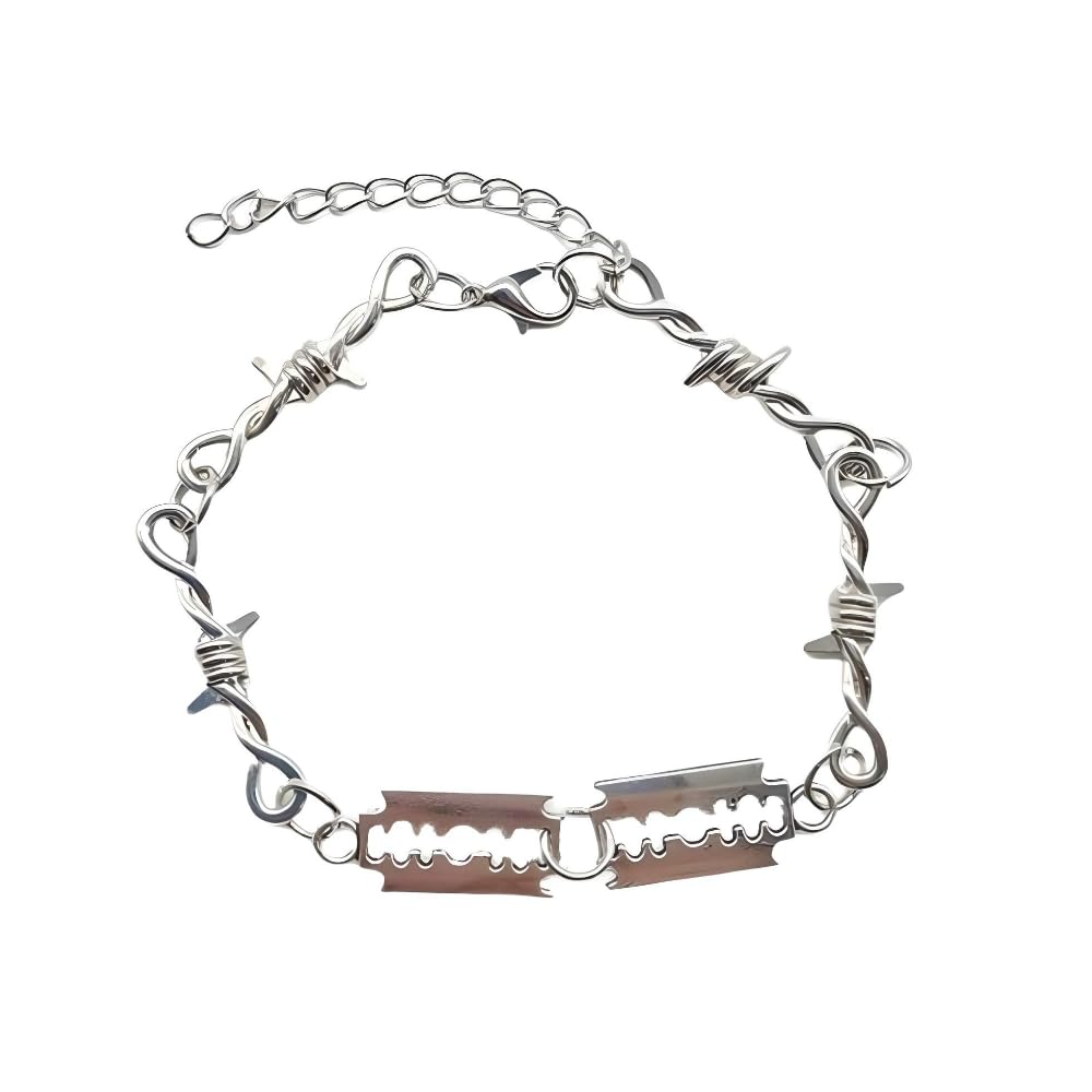 925 Sterling Silver Blade Barbed Wire Necklace Bracelet For Men and Women - Barbwire Little Thorns Chain Choker Jewelry 
