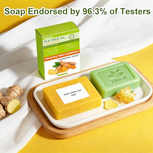Turmeric Facial Soap & Tea Tree Soap Bars Duo - Natural - Product Imagery