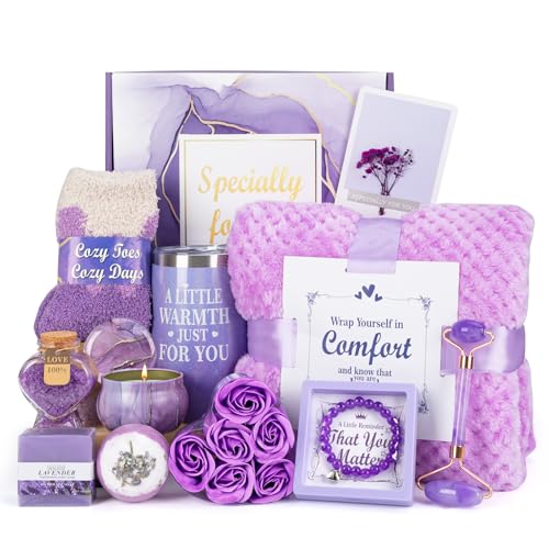 Totiro Gift Basket for Women, Birthday Gifts & Self Care Package – Purple, Flannel