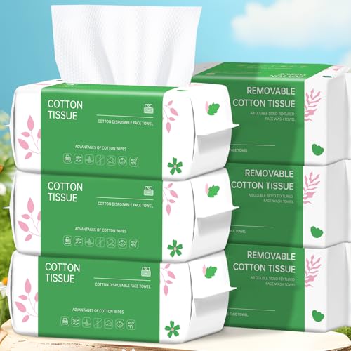 Cayxenful Disposable Face Towel, 600 Count Biodegradable Face Towels, for Washing Soft Cotton Dry Wipes Facial Cloths To