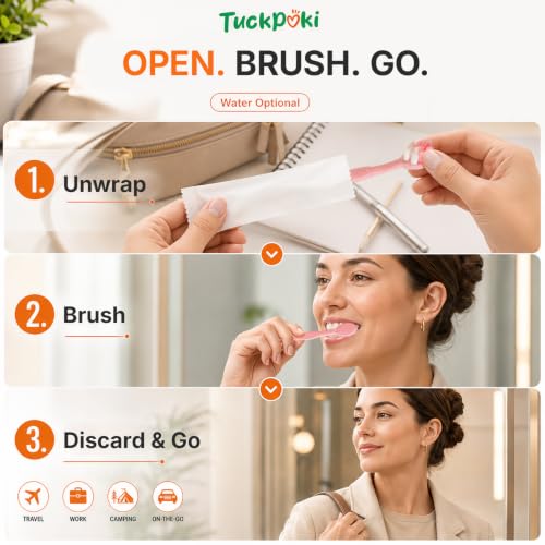 Mini Disposable Travel Toothbrushes with Toothpaste, 24 Count - Product Imagery