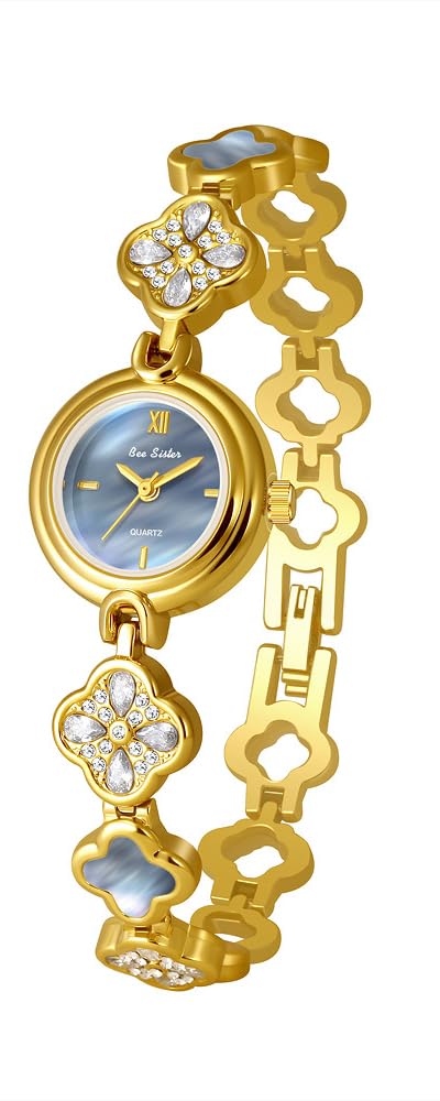 FANMIS Elegant Hollow Four Leaf Clover Womens Bracelet Gold Tone Watches – Gold