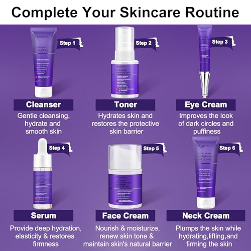 Skin Care Set,6Pcs Tighten, Lift, Firm, Hydrate & Radiant Facial - Product Imagery