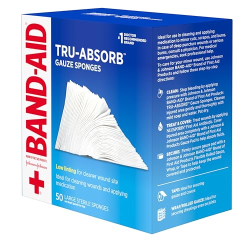 BAND-AID Brand Tru-Absorb Gauze Sponges, Large Size, 4 in x 4 - Product Imagery