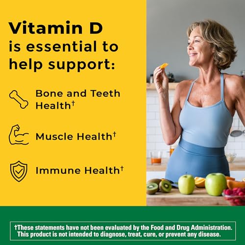 Nature Made Vitamin D3 2000 IU (50 mcg), 250 Vitamin D Softgels - Product Imagery