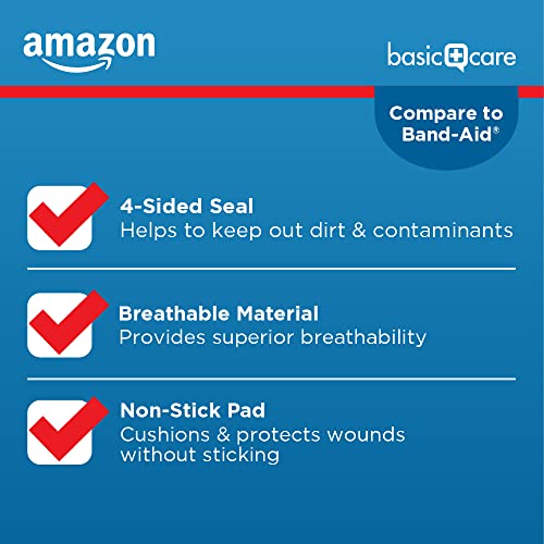 Amazon Basic Care Sheer and Clear Adhesive Bandages Family - Product Imagery