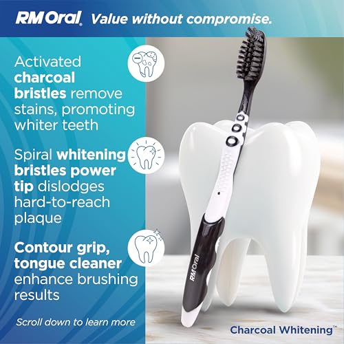 RM Oral Charcoal Whitening Soft Toothbrush - 2 Count - Product Imagery