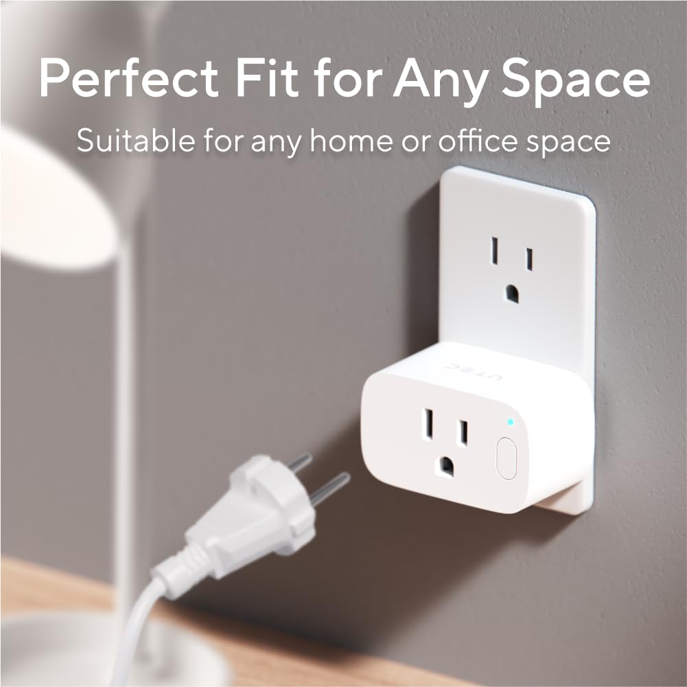 U-tec Matter Smart Plug, 4 Pack, Compatible with Alexa, Google, SmartThings – back view and specifications