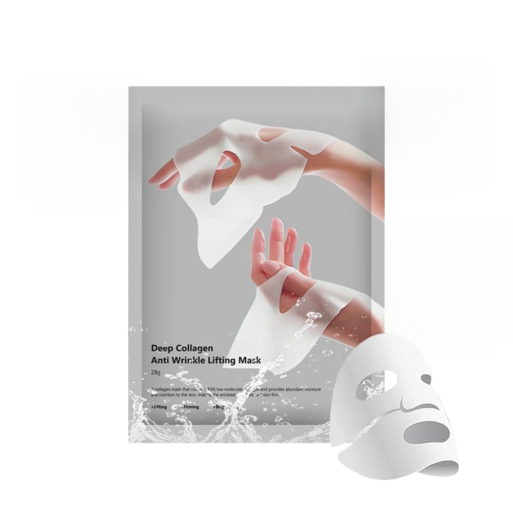 Collagen Face Mask 5 Pack, Korean Hydrating Sheet Mask for - Product Imagery
