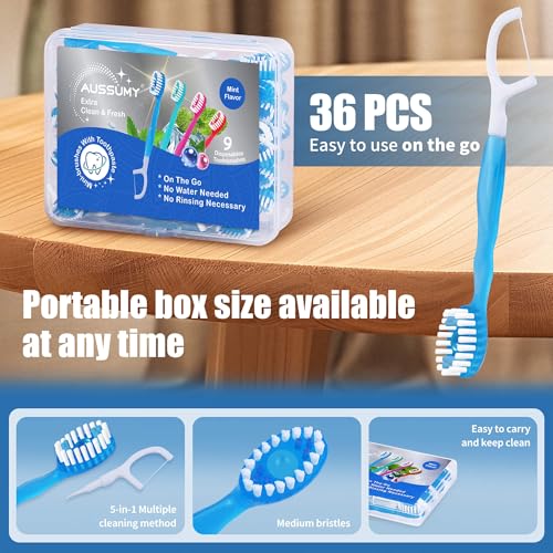 36 Pack Mini Disposable Toothbrushes – 5-in-1 Prepasted Travel - Product Imagery