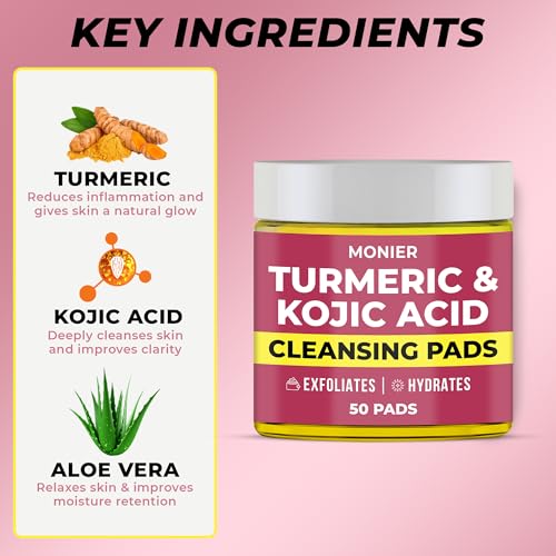 Turmeric Kojic Acid Cleansing Pads for Face Dark Spots - - Product Imagery