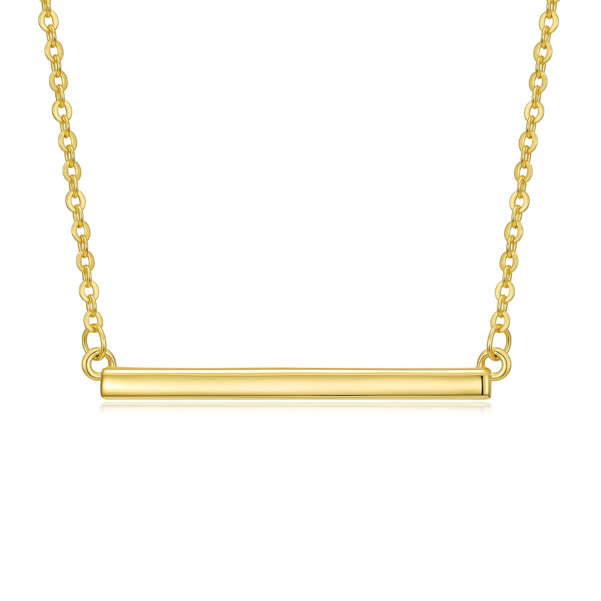 14K Gold Bar Necklace Gold Bar Pendant Simple Gold Necklace - Zoeniya Official Imagery - 8