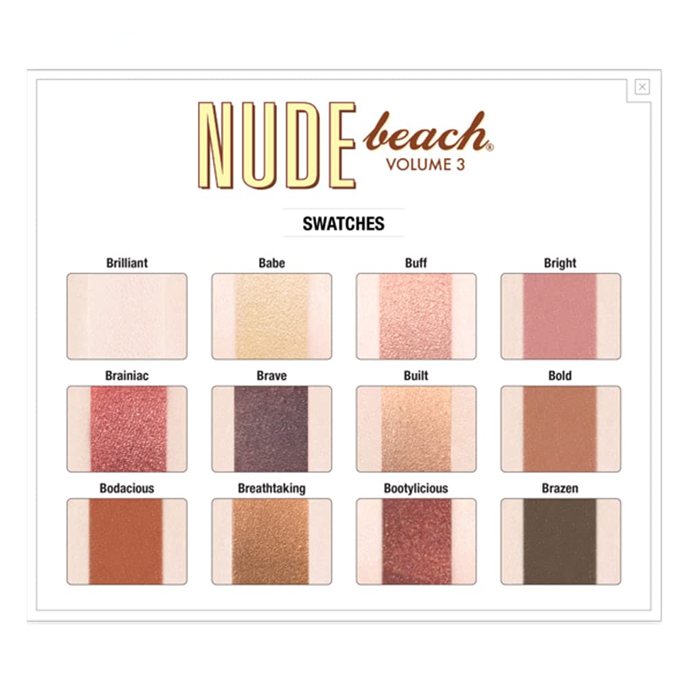 theBalm Nude Beach eyeshadow palette with 12 vibrant shades and long-lasting, triple-milled pigments for professional eye makeup.