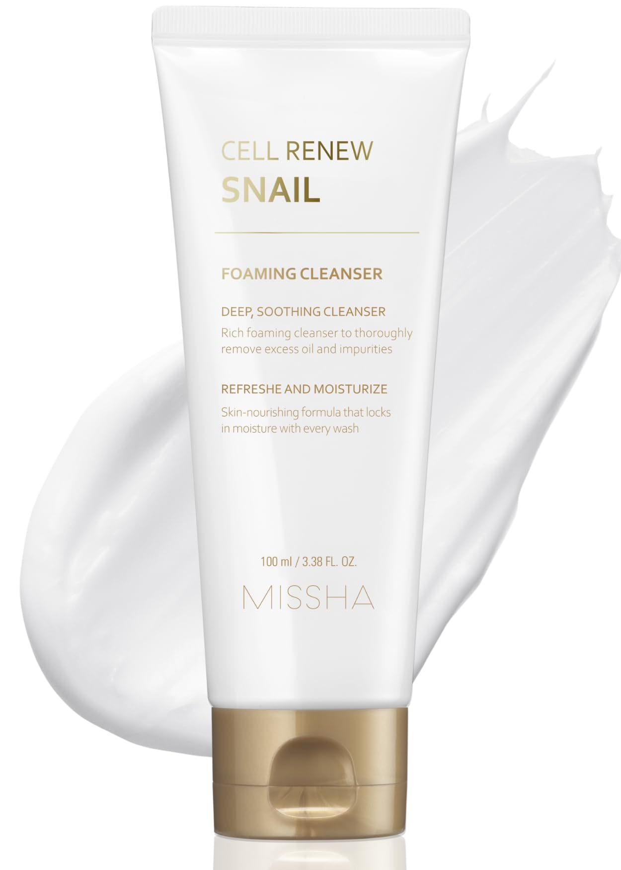 MISSHA Cell Renew Snail Foaming Cleanser Korean Face Wash 3.38 oz - Product Imagery