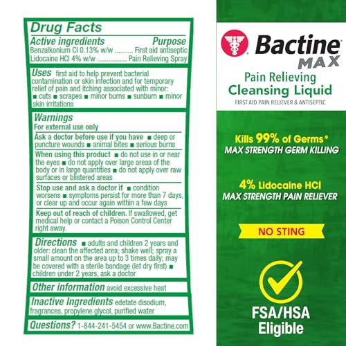 Bactine MAX First Aid Spray - Cleansing Spray with 4% Lidocaine - Product Imagery