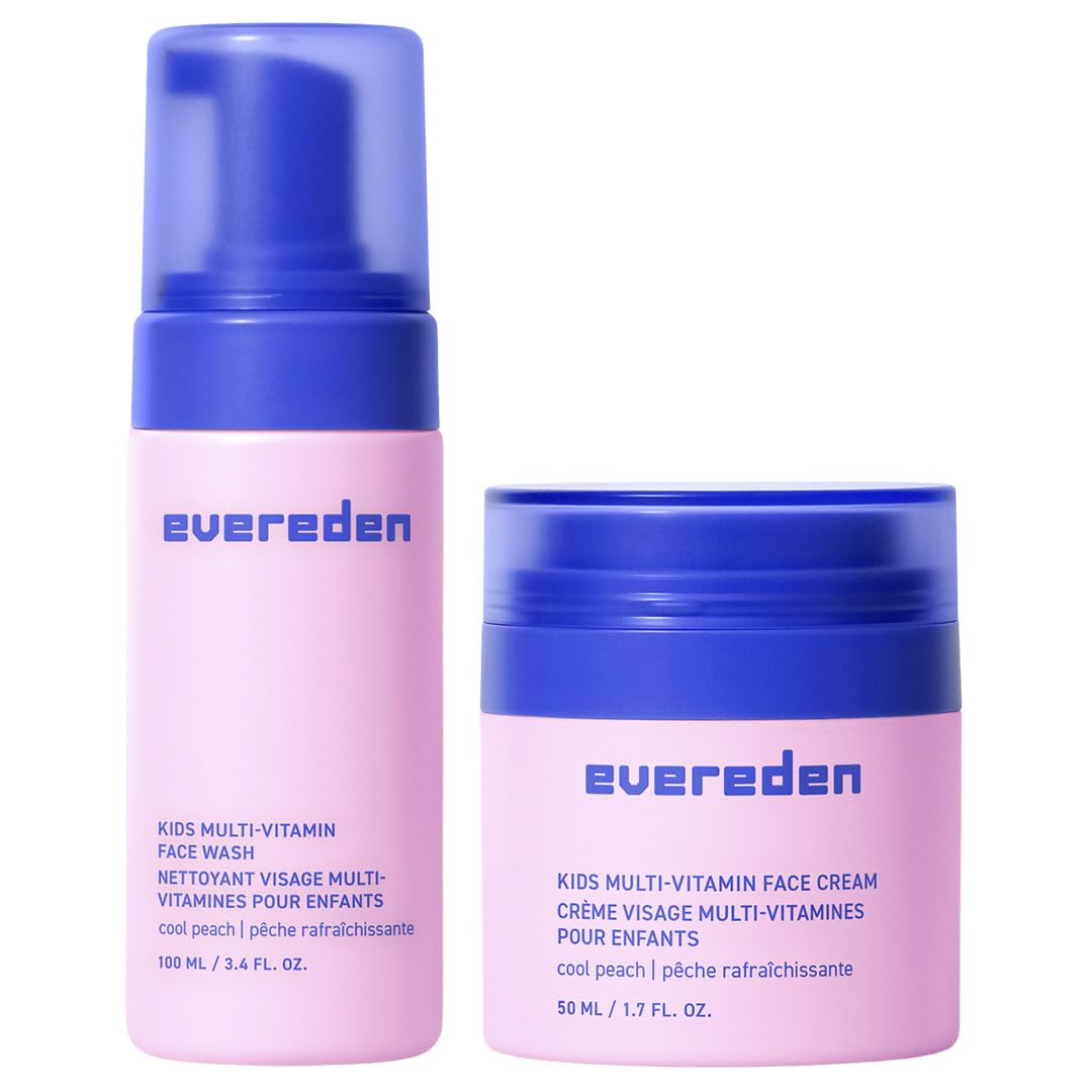 Evereden Kids Multi-Vitamin Face Wash & Cream Set, Vegan, Peach, Ages 3+ – product photo (Washes)