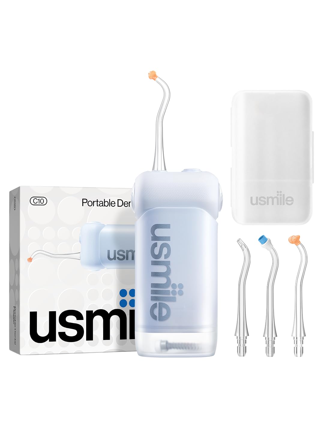 usmile C10 Portable Water Flosser Storage Set, 95-Day Battery, IPX7, Blue – product photo (Power Dental Flossers)