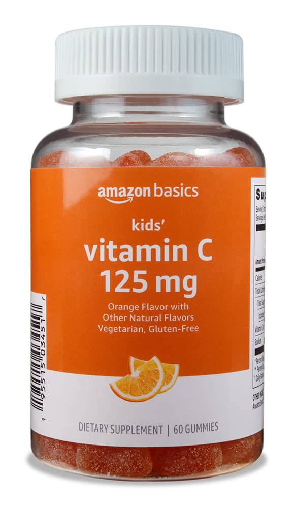 Amazon Basics Kids' Vitamin C 125mg Gummies, Orange Flavor, Soft - Product Imagery