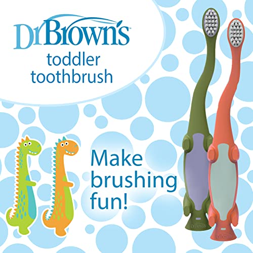 Dr. Brown's Toddler Toothbrush, Green and Orange Dinos, Ages - Product Imagery