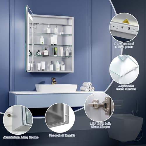 ExBrite LED Lighted Bathroom Medicine Cabinet with Mirror, 24 x - Product Imagery