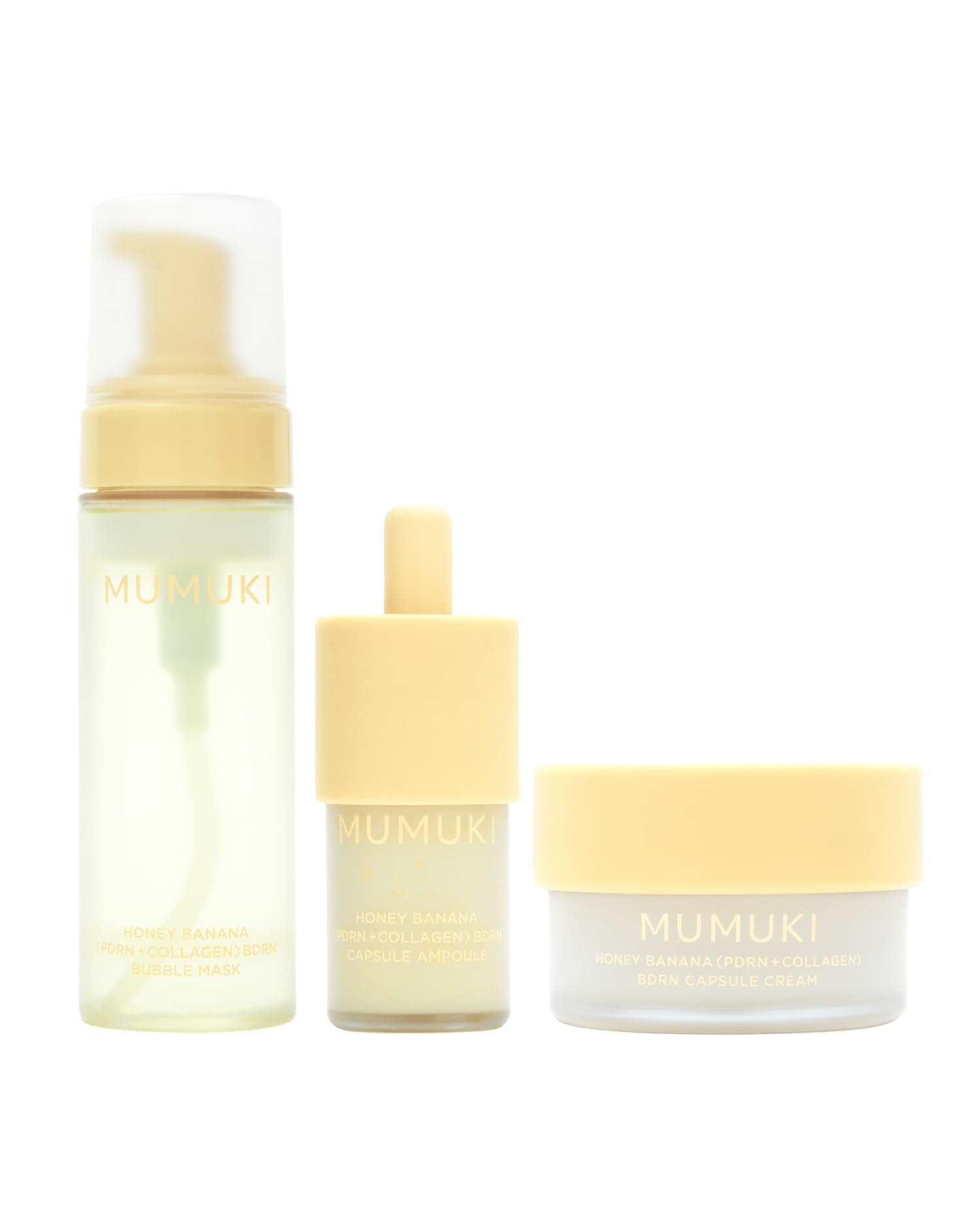 Honey Banana BDRN 3-Step Skincare Set | Bubble Mask, Capsule - Product Imagery
