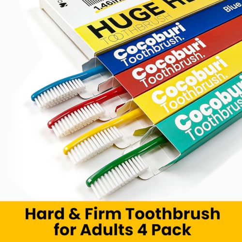 Huge Head Toothbrush,Hard & Firm Toothbrush for Adults 4 Pack - Product Imagery